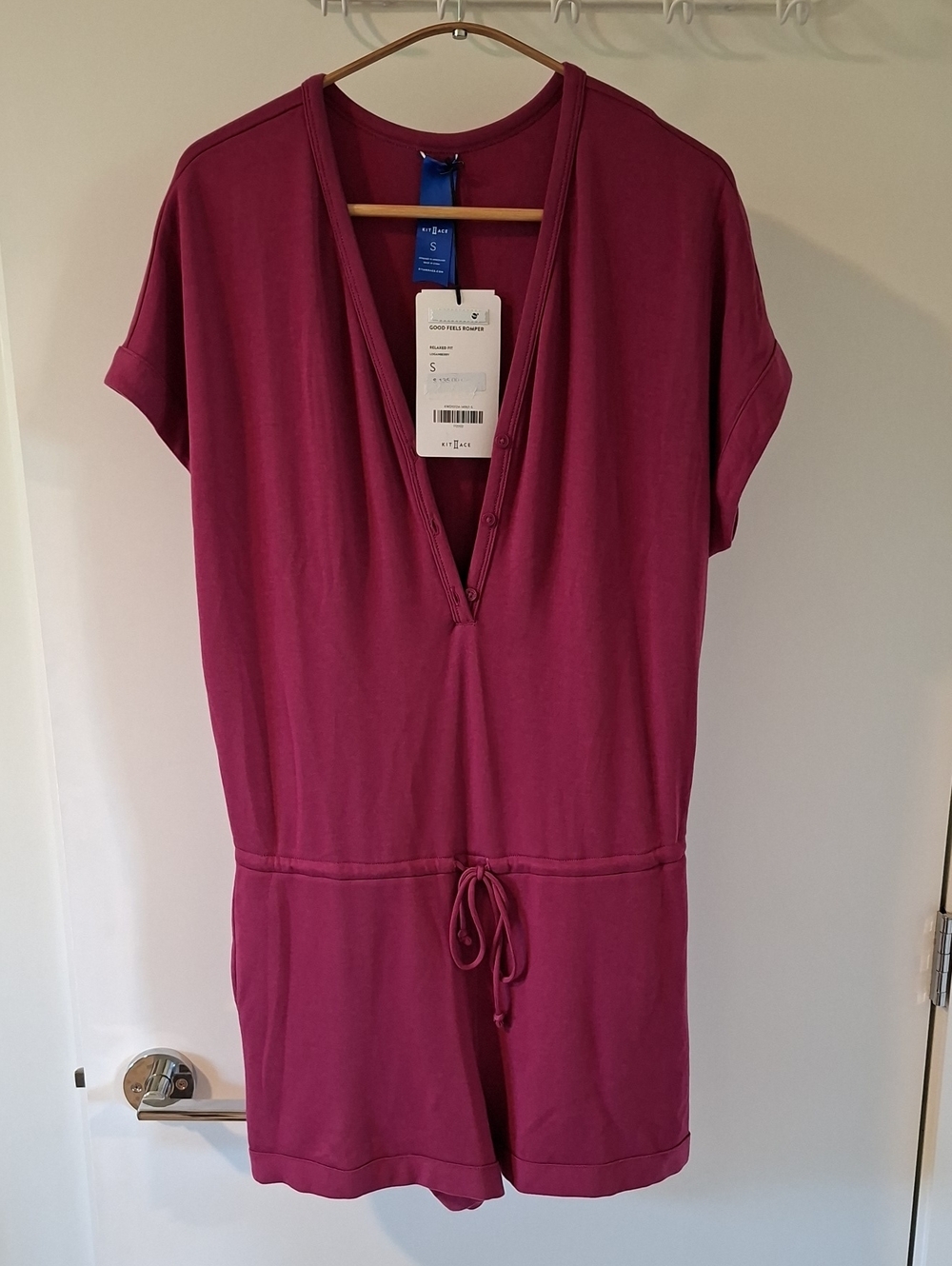 NWT Kit & Ace Relaxed Fit "Good Feels" Super Soft Romper in Loganberry (Size S)